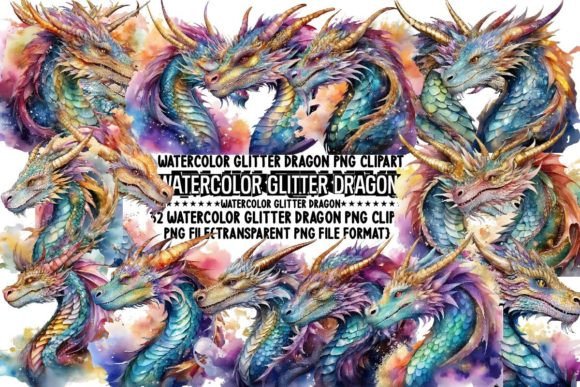 Download Watercolor Glitter Dragon Sublimation - Premium Resources